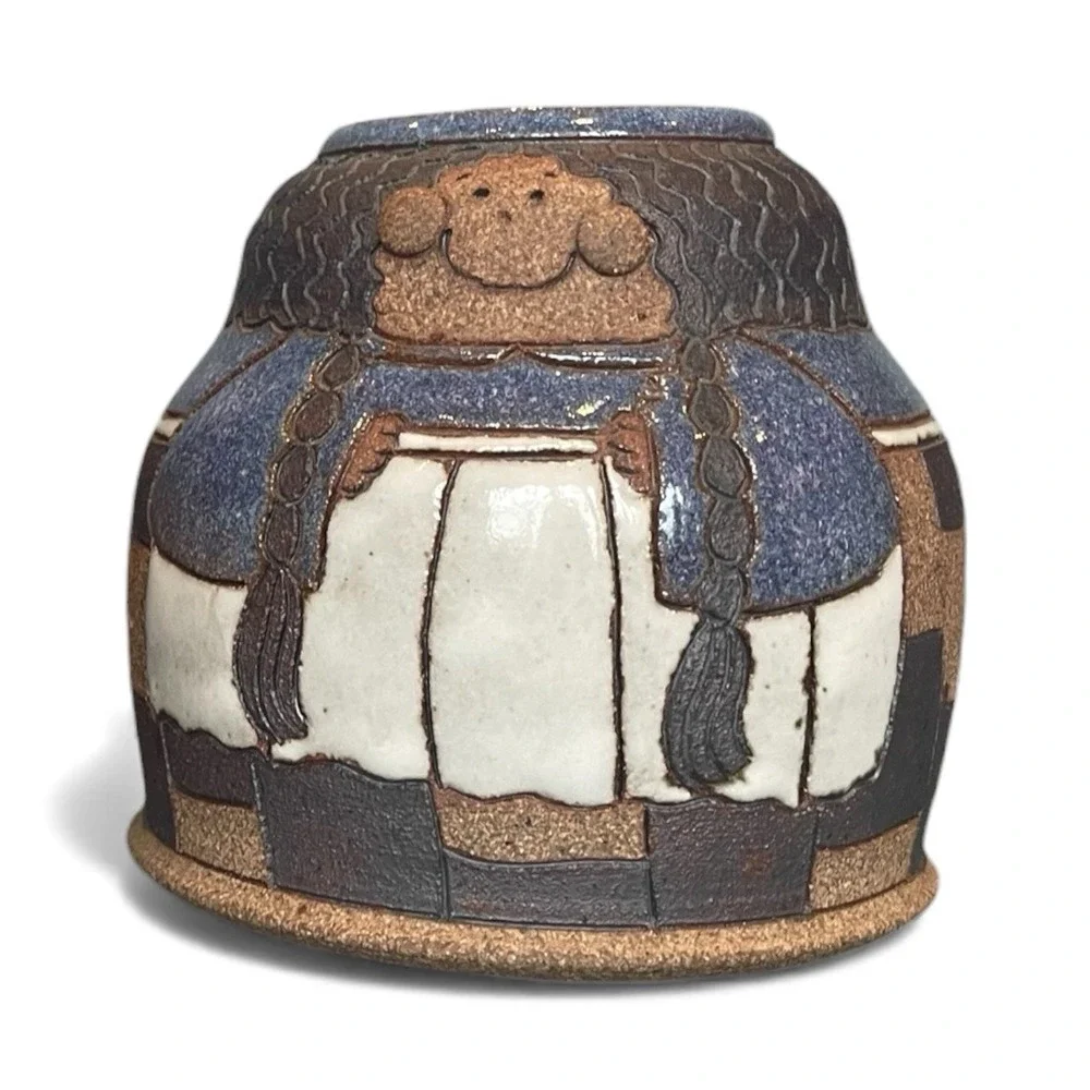 Vintage 1980's Signed Krista Hahne Native American Stoneware- Set of 3 Vases